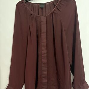 Ann Taylor Red Pleated Relaxed Blouse
